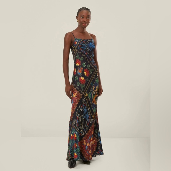 FARM Rio Dresses & Skirts - FARM RIO Black Mixed Arabesque Scarves Sleeveless Lenzing™ Ecovero™ Maxi Dress